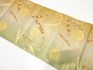 観世水に枝垂れ柳・古典柄織り出し　袋帯